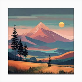 Boho Art Minimalist Landscape Mountains (30) Canvas Print