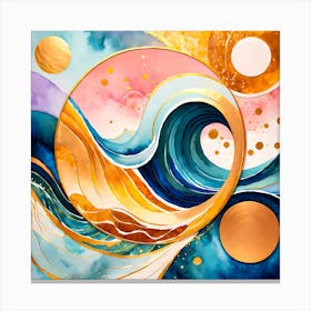 Abstract Waves And Tides Watercolor Artwork Canvas Print