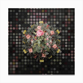 Vintage Lelieur's Four Seasons Rose Flower Wreath on Dot Bokeh Pattern n.0058 Canvas Print