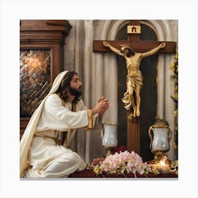 Jesus Praying Canvas Print