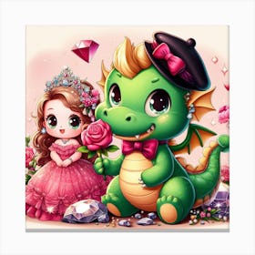 Princess And Dragon 2 Canvas Print