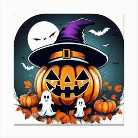 Halloween Pumpkin with hat 3 Canvas Print