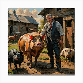 Pigs And Cows Canvas Print