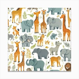 Default Safari Animals Nursery Animal Art 3 Canvas Print