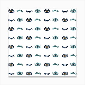 Eyes Pattern White 12x12 Canvas Print