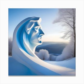 Ice Sunbathing Sculpture, Blue & White Canvas Print