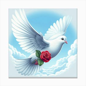 Dove With Rose 3 Canvas Print