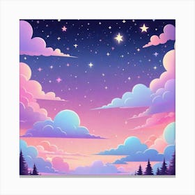 Sky With Twinkling Stars In Pastel Colors Square Composition 41 Canvas Print