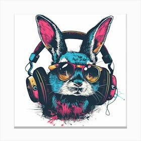 Rabbit With Headphones 1 Canvas Print