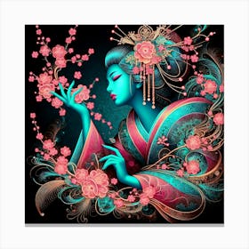 Japan Traditional Geisha Illustration By Ad 101 Canvas Print