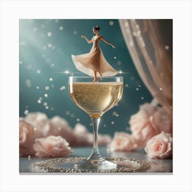 Delicate Poise in a Dreamy Champagne Scene Canvas Print