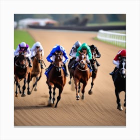 Jockeys Racing On The Track 3 Canvas Print