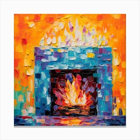 Fire In The Fireplace Canvas Print