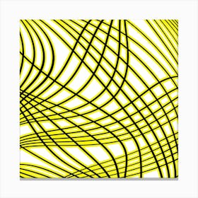 Abstract Yellow And Black Lines 2 Canvas Print