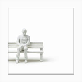 Man Sitting On A Bench Canvas Print