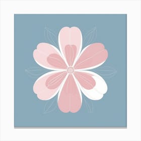 A White And Pink Flower In Minimalist Style Square Composition 24 Canvas Print