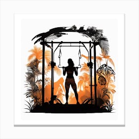 Silhouette Of A Woman In The Gym 2 Canvas Print