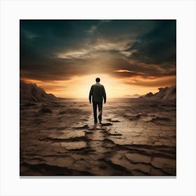 Man Walking In The Desert 1 Canvas Print