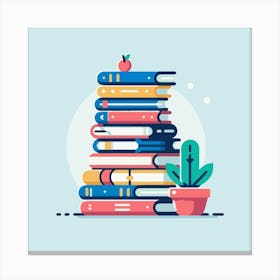 Books Design Collection Cartoon Reading Book Book Collection (4) Canvas Print