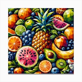 Tropical Fruits Cubist Art Canvas Print
