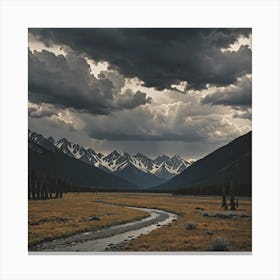 Dark Clouds Over The Mountains Canvas Print