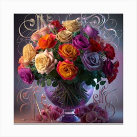 Roses In A Vase 1 Canvas Print