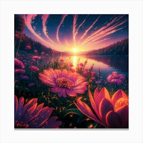 Sunset Flowers Canvas Print