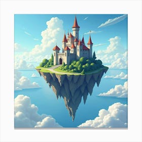 Ancient Castle On A Floating Island In The Sky 1 Canvas Print