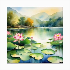 Lotus Lily Painting 4 Canvas Print