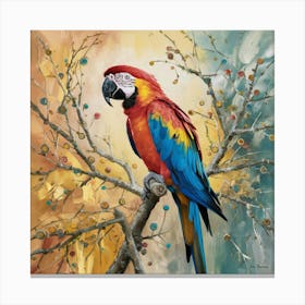 Parrot On A Branch Canvas Print