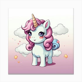 Unicorn With Rainbow Mane 38 Canvas Print