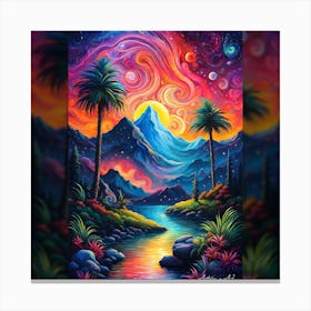 Psychedelic Landscape Painting Canvas Print