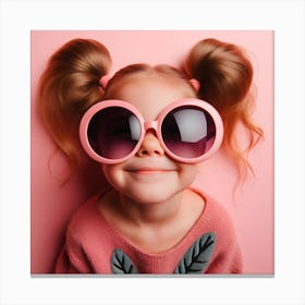 Cute Little Girl Wearing Sunglasses Canvas Print