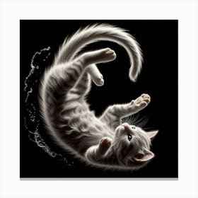 White Cat In Water Canvas Print