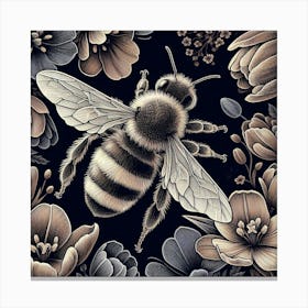 Bee And Flowers 5 Canvas Print