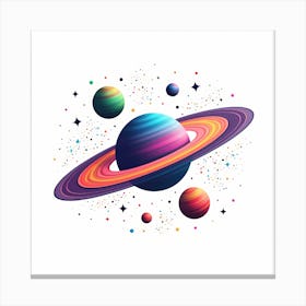 Planets And Saturn Canvas Print