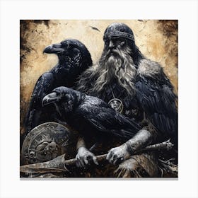 Odin and his Ravens Canvas Print