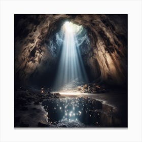 Light Shines Through A Cave Canvas Print
