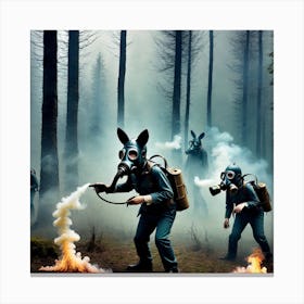Gas Masks In The Forest 14 Canvas Print