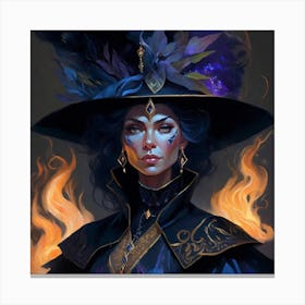Witch In Flames Canvas Print