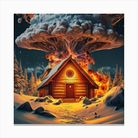 Wooden hut left behind by an atomic explosion 14 Canvas Print