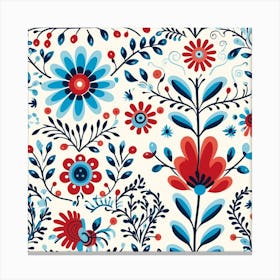 Floral Seamless Folk Art Canvas Print