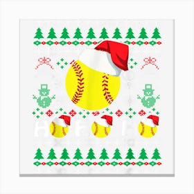 Ho Ho Ho Softball Ugly Christmas Sweater Santa Hat Gifts Boy Canvas Print