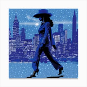 Woman Walking In The Snow Canvas Print