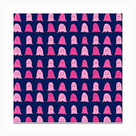 Pink Ghosts on Navy Blue Canvas Print
