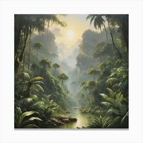 Jungle River paintings art print 3 Canvas Print