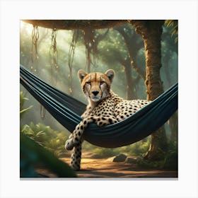 Cheetah In Hammock Canvas Print