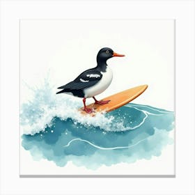 Bird On Surfboard Canvas Print