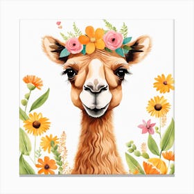Floral Baby Camel Nursery Illustration (28) Canvas Print