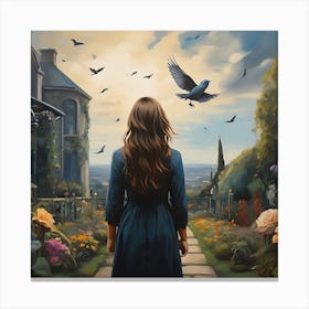 Girl In The Blue Dress Canvas Print
